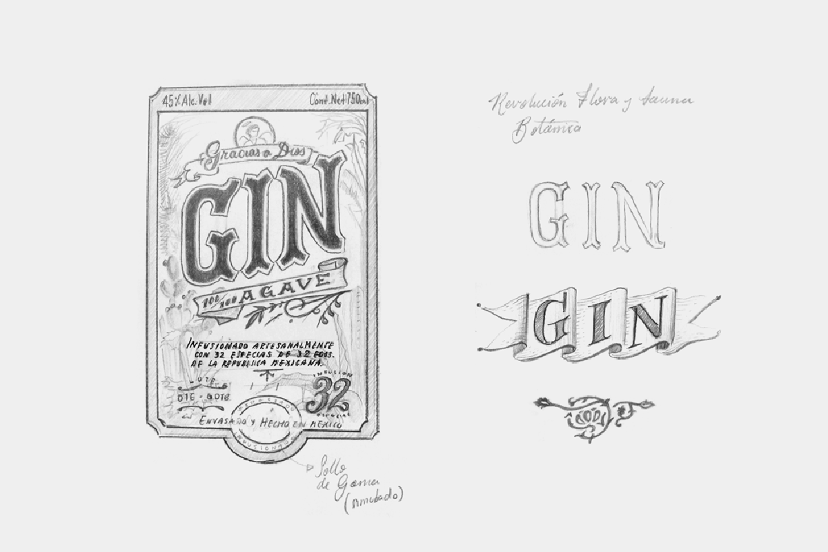 深圳品牌設計 深圳品牌策劃 Gracias a Dios杜松子酒VI形象設計 素描設計