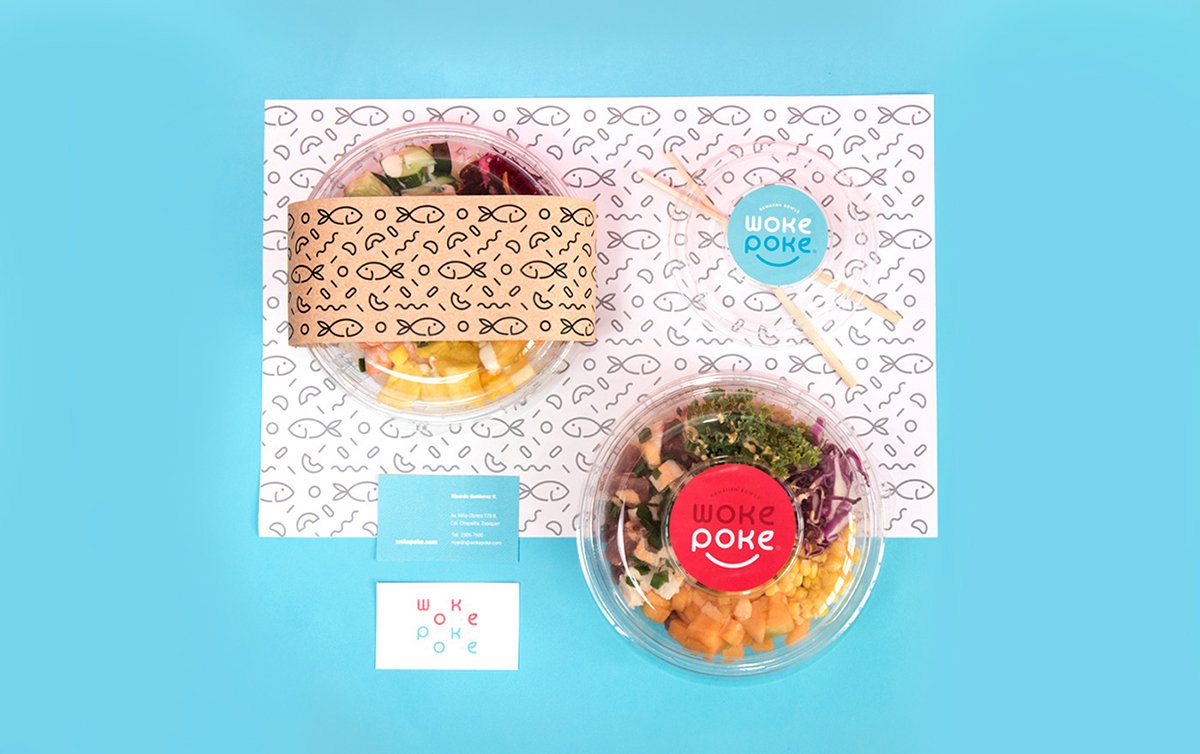 深圳VI設計  深圳VI策劃  Woke Poke餐飲VI設計形象  包裝設計