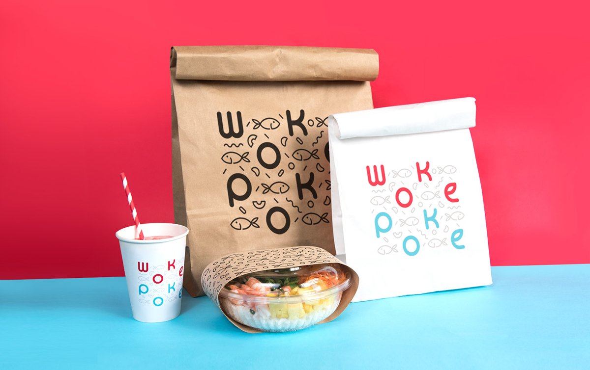 深圳VI設計  深圳VI策劃  Woke Poke餐飲VI設計形象  包裝設計