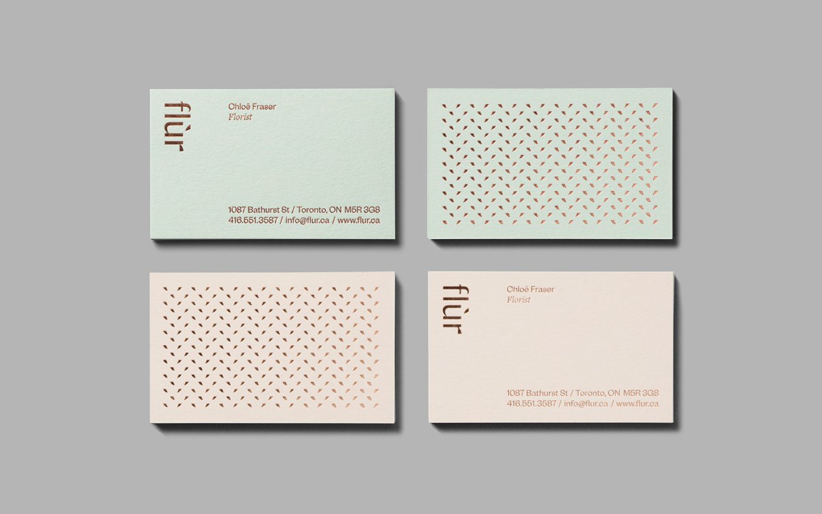 Flùr精品花店品牌vi設計案例欣賞，vi設計，深圳vi設計，花店vi設計，名片設計，標志設計，左右格局