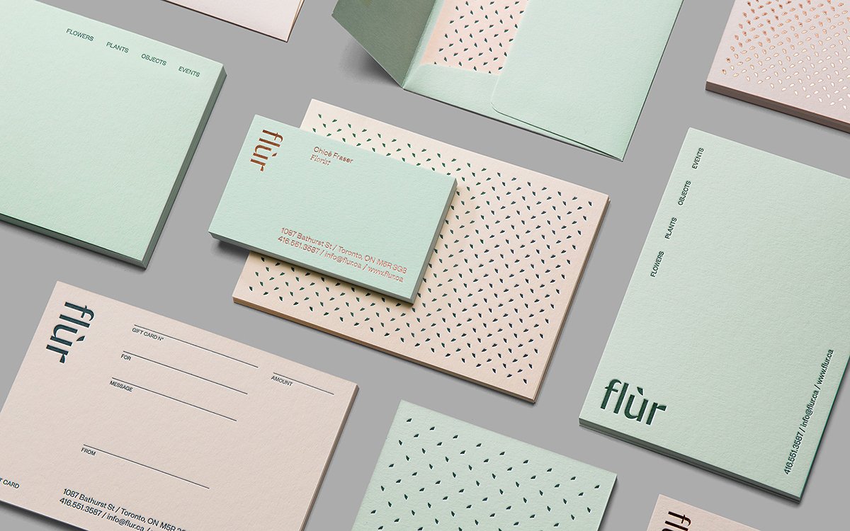 Flùr精品花店品牌vi設計案例欣賞，vi設計，深圳vi設計，花店vi設計，名片設計，標志設計，左右格局