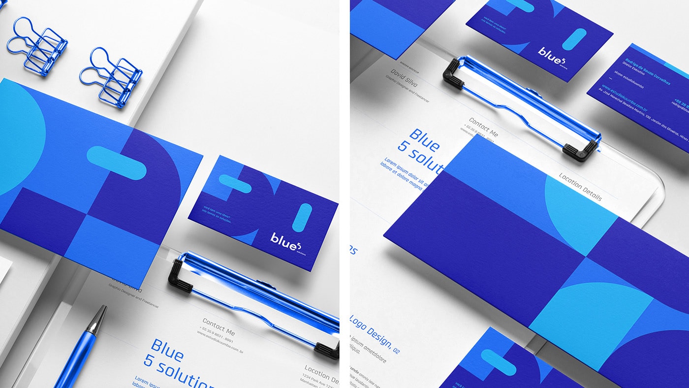 Blue 5 Solutions 網絡科技機構品牌VI視覺設計 科技VI設計,品牌視覺設計,高端VI設計,深圳VI設計,左右格局